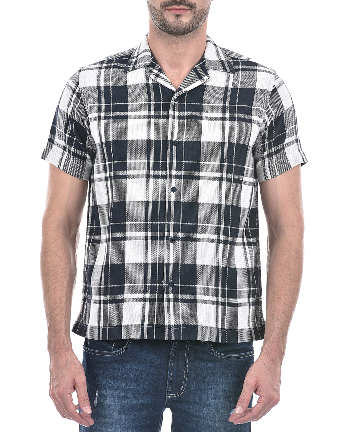 Numero Uno Men Checkered Navy Shirt
